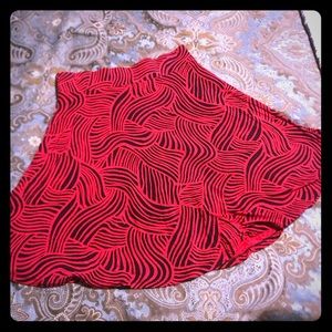 LOFT Red/Black Flowy Circle skirt